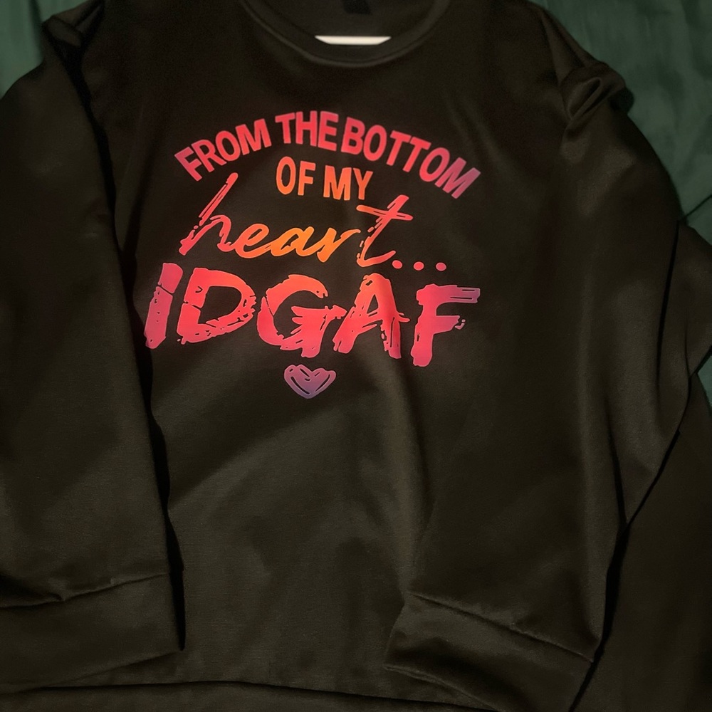 Black Graphic Sweatshirt with Colorful Text